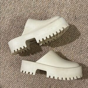 Jeffrey Campbell ivory rubber mules